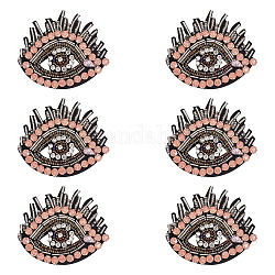 Böse Augen Glas-Strassperlen-Ornament-Zubehör, Patches annähen, rosa, 67x73x6 mm