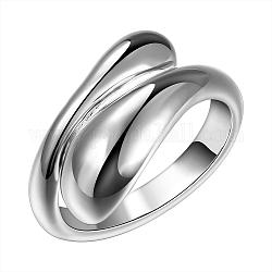 Классические регулируемые манжеты латунные кольца, открытые кольца, широкий указательный палец кольца бижутерия, серебристый цвет, размер США 7 1/4 (17.5 мм)