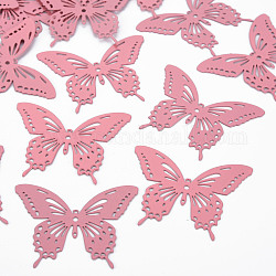 Spray Painted 430 Stainless Steel Filigree Joiners Links, Etched Metal Embellishments, Butterfly, Light Coral, 35x44x0.4mm, Hole: 1~1.6mm