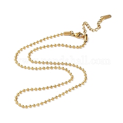 Chapado en iones (ip) 304 collar de cadena de bolas de acero inoxidable, real 18k chapado en oro, 15.94 pulgada (40.5 cm)