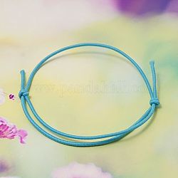 Elastic Cord Bracelet Making, DeepSky Blue, Adjustable Diameter: 50~75mm