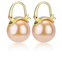 Pearl Earrings Gray Round Ball Hoop Dangle Earrings Stud Elegant Shell Pearl Drop Stud Imitation Freshwater Cultured Pearls Earrings Brass Charms Jewelry Gift for Women, Pink, 24x13.5x13.5mm, Pin: 0.9mm