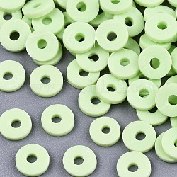 Manuell Polymer Ton Perlen, für DIY Schmuck Bastelbedarf, Disc / Flachrund, heishi Perlen, hellgrün, 8x1 mm, Bohrung: 2 mm, ca. 13000 Stk. / 1000 g
