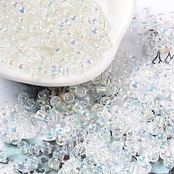 Perles de rocaille en verre, demi-plaqué, couleurs transparentes arc, trou rond, ronde, clair, 4x3mm, Trou: 1.2mm, 7500 pcs / livre