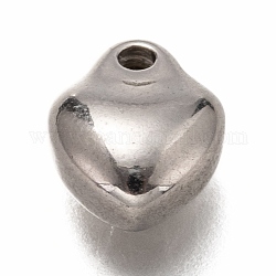 304 Stainless Steel Charms, Heart, Stainless Steel Color, 10x8x4.5mm, Hole: 1.6mm