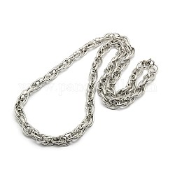 Fashionable 304 Stainless Steel Rope Chain Necklaces for Men, with Lobster Claw Clasps, Stainless Steel Color, 28 inch~30 inch(71.1~76.2cm)x10mm