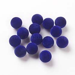 Flocky Acrylic Beads, Round, Blue, 16mm, Hole: 1.8mm