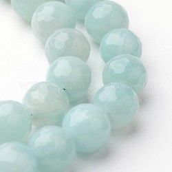 Chapelets de perles en amazonite naturelle, facette, ronde, 6mm, Trou: 1mm, Environ 59 pcs/chapelet, 15 pouce