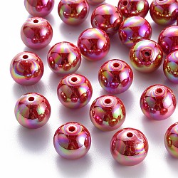 Perles acryliques opaques, de couleur plaquée ab , ronde, firebrick, 20x19mm, Trou: 2~3mm