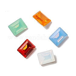 Strass-Cabochons aus Glas im Opal-Stil, spitz zurück & rückseitig plattiert, facettiert, Rechteck, Mischfarbe, 8x6x3.5 mm