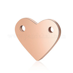 201 pendente in acciaio inossidabile con etichetta con pendenti vuoti, lucidatura manuale, cuore, oro roso, 10.5x12x1mm, Foro: 1.2 mm