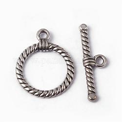 ibetan Style Alloy Toggle Clasps, Cadmium Free & Nickel Free & Lead Free, Antique Silver, 22.5x18mm, Hole: 2mm