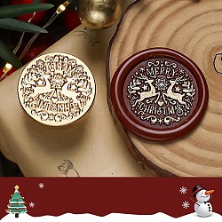 Testa di timbro in ottone con sigillo di ceralacca a tema natalizio, per timbro sigillo di cera, oro, cervo, 25x15mm, diametro interno: 7mm