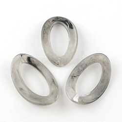 Tordre imitation ovale anneaux acrylique de pierres précieuses de liaison, grises , 62x38x4mm, environ 83 pcs/490 g