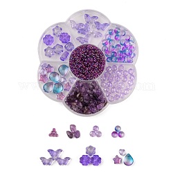DIY-Perlen-Schmuckherstellungs-Set, einschließlich transparenter Sprühfarbe, Backfarbe und Glasperlen, natürlichen Amethyst Chip-Perlen, Pflaume
