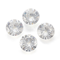 Cubic Zirconia Pointed Back Pendants, Faceted, Flat Round, Clear, 9mm, Hole: 1mm