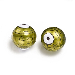 Ccb Kunststoff-Perlen, mit Emaille, Runde, grün gelb, 36x34.5 mm, Bohrung: 4.2 mm