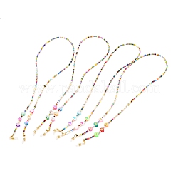 Стеклянные бусины цепочки для очков, с полимерной глиной бисера, шейный ремешок для очков, с резиновыми петлями, разноцветные, 680 мм