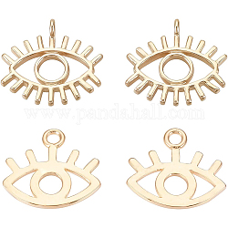 BENECREAT 20Pcs 2 Style 18K Gold Plated Evil Eye Charms Pendants Golden Brass Evil Eye Chrams for Bracelet and Earrign Making