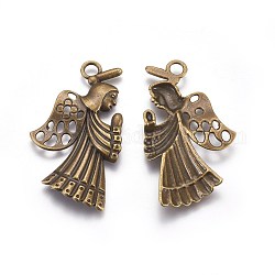 Tibetan Style Alloy Pendants, Lead Free, Cadmium Free and Nickel Free, Praying Angel, Antique Bronze, 51mm long, 30mm wide, 4mm thick, hole: 4mm