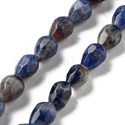 Chapelets de perles en sodalite naturelle, larme à facettes, 10x7mm, Trou: 1.2mm, Environ 20 pcs/chapelet, 7.87'' (20 cm)