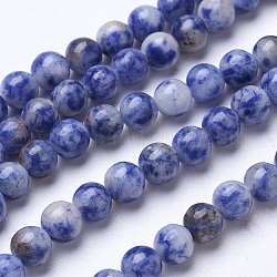 Натуральное синее пятно нитки из бисера яшмы, круглые, 6 мм, отверстие : 1 мм, около 60 шт / нитка, 15.15 дюйм