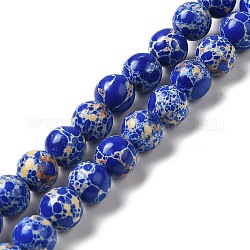 Brins de perles teintes en jaspe impérial synthétique, ronde, bleu, 8mm, Trou: 1.2mm, Environ 47~48 pcs/chapelet, 14.96''~15.16'' (38~38.5 cm)