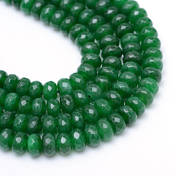 Chapelets de perle en jade blanc naturel, teinte, facette, rondelle, verte, 4~5x3mm, Trou: 0.5mm, Environ 115~120 pcs/chapelet, 13.39~13.98 pouce (34~35.5 cm)