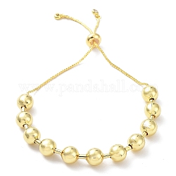 Long-Lasting Plated Brass Round Bead Slider Beacelets for Women Men, Cadmium Free & Lead Free, Real 18K Gold Plated, 10-5/8 inch(27cm), Bead: 8mm