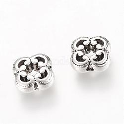 Perles en alliage de style tibétain, fleur, sans cadmium et sans plomb, argent antique, 10x10x4mm, Trou: 1.5mm, environ 720 pcs/1000 g