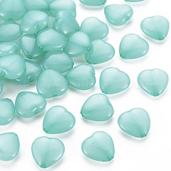 Perles en acrylique transparente, teinte, cœur, aigue-marine moyenne, 13.5x14x6mm, Trou: 1.5mm, environ 775 pcs/500 g