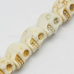 Synthetic Turquoise Beads Strands, Dyed, Skull, Beige, 16x12x15mm, Hole: 1mm, about 394pcs/1000g
