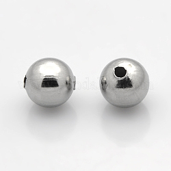 Round 304 perle chirurgiche in acciaio inossidabile, colore acciaio inossidabile, 6mm, Foro: 1 mm
