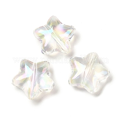 Perline acriliche iridescenti arcobaleno con placcatura uv trasparente, stella, chiaro ab, 19x20x8.5mm, Foro: 2 mm