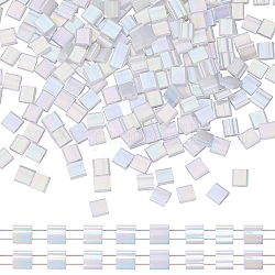Creatcabin 250 穴不透明ガラスシードビーズ 2 個  アブカラー  長方形  ホワイト  5x4.5~5.5x2~2.5mm  穴：0.5~0.8mm