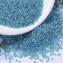 MIYUKI Delica Beads, Cylinder, Japanese Seed Beads, 11/0, (DB1209) Silver Lined Ocean Blue, 1.3x1.6mm, Hole: 0.8mm, about 2000pcs/10g