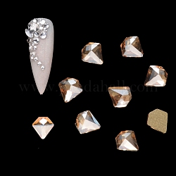 Flat Back Glass Rhinestone Cabochons, Nail Art Decoration Accessories, Faceted, Diamond Shape, Light Colorado Topaz, 5x5x2mm, 20pcs/bag