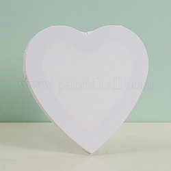 Tela bianca impregnata di legno incorniciato, pannello elastico, per dipingere disegno, cuore, bianco, 20x20x1.6cm