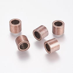 Abalorios de 304 acero inoxidable, Abalorios de grande agujero, columna, cobre rojo, 10x8mm, agujero: 6.5 mm