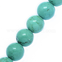 Hebras de cuentas de magnesita natural, redondo, teñido y climatizada, verde mar claro, 4mm, agujero: 0.8 mm, aproximamente 98 pcs / cadena, 15.5 pulgada (39.5 cm)