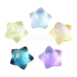Cabochons transparents en résine époxy, avec de la poudre de paillettes, étoiles du nord, couleur mixte, 16x16.5x8.5mm