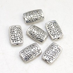 Perline in lega stile tibetano, cadmio & nichel &piombo libero, rettangolo, argento antico, 15x10x4mm, Foro: 1 mm