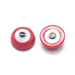 Cabochons turchese sintetico, con smalto, mezzo giro con malocchio, rosso, 5x2mm
