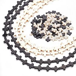Fili di perline turchesi sintetiche arricraft 4 fili 2 colori, tinto, croce, colore misto, 16x12x3.5mm, Foro: 1 mm, circa 25pcs/filo, 15.75 pollice