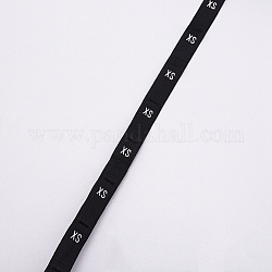 Clothing Size Labels, Garment Accessories, Size XS Tags, Black, 12mm, 15m/Roll, about 500pcs/Roll