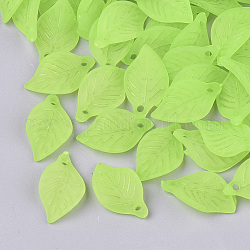 Transparent Acrylic Pendants, Frosted, Leaf, Light Green, 18x11x3mm, Hole: 2mm, about 1877pcs/500g