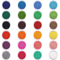 24 Farben Grad ein Glas Saatperlen Sets, Runde, 12/0, Mischfarbe, 2x1.5 mm, Bohrung: 0.3 mm, ca. 16 g / Kasten, 24boxes / set