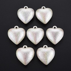Ciondoli in plastica abs galvanica imitazione perla, cuore, colore conchiglia, 27.5x25.5x15.5mm, Foro: 2 mm