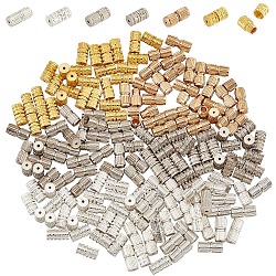 Nbeads 180 Sets 6 Styles Brass Screw Clasps, for Necklaces Making, Mixed Color, 7~8x3.5~4mm, Hole: 0.7mm, about 30 sets/style