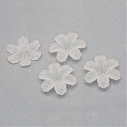 Transparent Acrylic Beads, Frosted, Flower, Creamy White, 32.5x29.5x8.5mm, Hole: 1.5mm, about 292pcs/500g